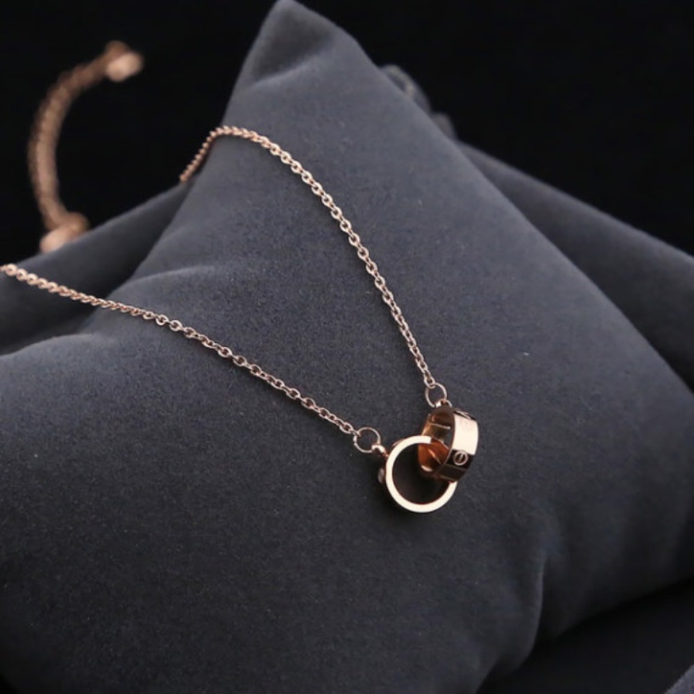 Interlock Love Necklace, Double Ring Neckl…